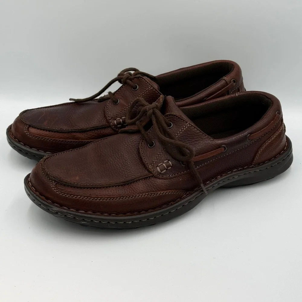 Freeman Free Flex Mens Brown Leather Boat Shoes Moc Toe Casual Loafers‎